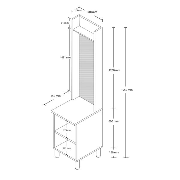 Έπιπλο Εισόδου Rapsody 5089, 34,8x35x195 εκ.,All4home - Image 4