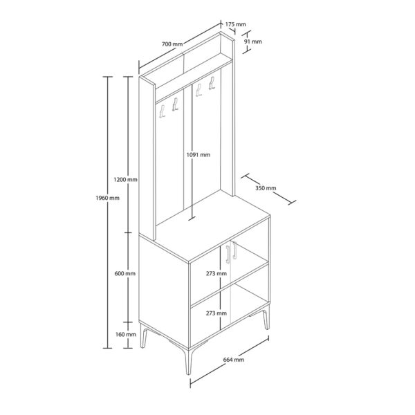 Έπιπλο Εισόδου Royal 5002, 70x35x196 εκ.,All4home - Image 5