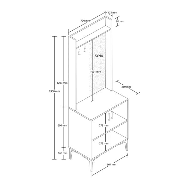 Έπιπλο Εισόδου Royal 5010, 70x35x196 εκ.,All4home - Image 6