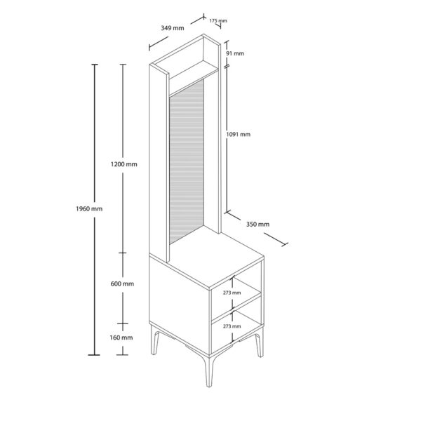 Έπιπλο Εισόδου Royal 5042, 34,9x35x196 εκ.,All4home - Image 4