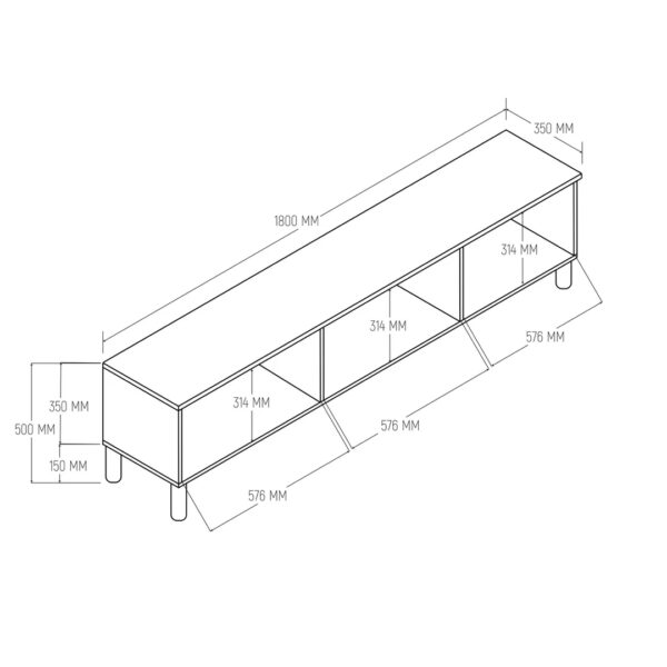 Έπιπλο Τηλεόρασης με πόρτες, 1280 Monza Μ180xΠ35xΥ50 εκ., All4home - Image 5