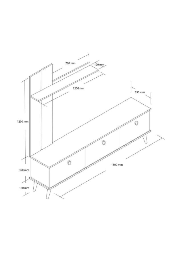 Έπιπλο Τηλεόρασης με ράφι ,Terra 1382 Μ180xΠ35xΥ53 εκ., All4home - Image 5