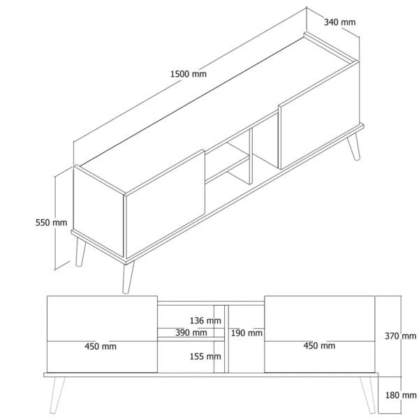 Έπιπλο Τηλεόρασης ,Carmen 1532 Μ150xΠ34xΥ55 εκ., All4home - Image 5