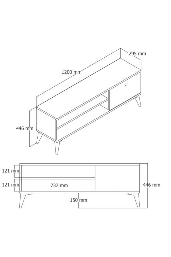 Έπιπλο Τηλεόρασης με ράφι,Retro 1560 Μ120xΠ29,5xΥ44,6 εκ., All4home - Image 5