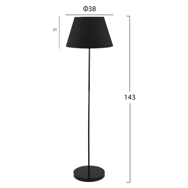 ΦΩΤΙΣΤΙΚΟ ΔΑΠΕΔΟΥ ΜΕΤΑΛΛΙΚΟ ΜΑΥΡΟ HM7610.02 Φ38x143 εκ. - Image 2
