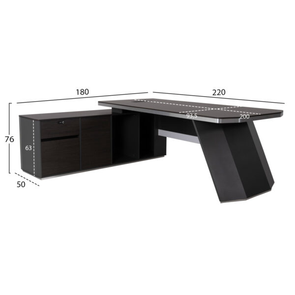 ΓΡΑΦΕΙΟ ΕΠΑΓΓΕΛΜΑΤΙΚΟ ΑΡΙΣΤΕΡΗ ΓΩΝΙΑ ROSEWOOD HM2083L 220X180X76Υεκ. - Image 2