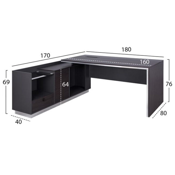 ΓΡΑΦΕΙΟ ΕΠΑΓΓΕΛΜΑΤΙΚΟ ΑΡΙΣΤΕΡΗ ΓΩΝΙΑ ROSEWOOD HM2086L 180X170X76Υ εκ. - Image 2