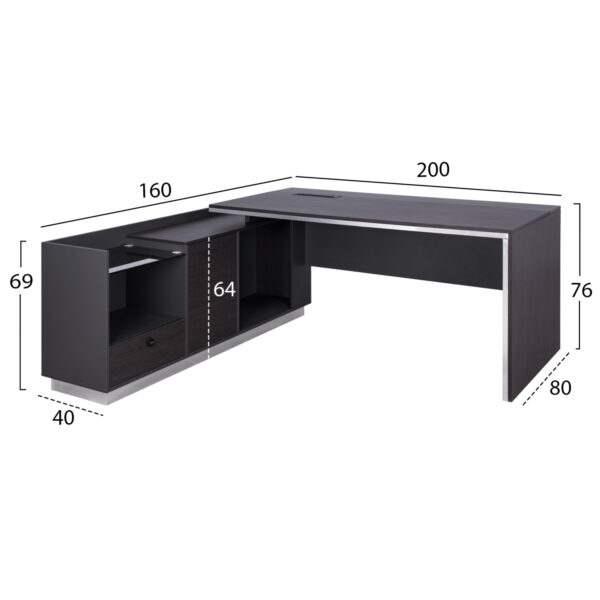 ΓΡΑΦΕΙΟ ΕΠΑΓΓΕΛΜΑΤΙΚΟ ΑΡΙΣΤΕΡΗ ΓΩΝΙΑ ROSEWOOD HM2112L 200X160X76Υ εκ. - Image 2