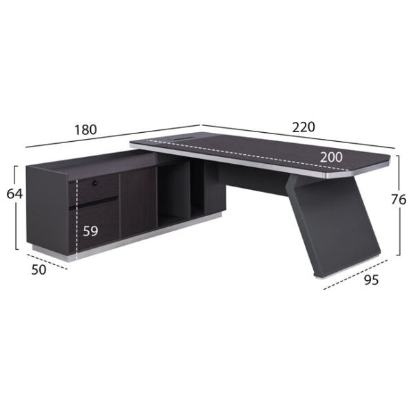 ΓΡΑΦΕΙΟ ΕΠΑΓΓΕΛΜΑΤΙΚΟ ΑΡΙΣΤΕΡΗ ΓΩΝΙΑ ROSEWOOD HM2084L 220X180X76Υεκ. - Image 2