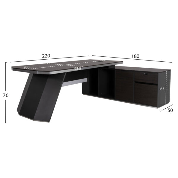 ΓΡΑΦΕΙΟ ΕΠΑΓΓΕΛΜΑΤΙΚΟ ΔΕΞΙΑ ΓΩΝΙΑ ROSEWOOD HM2083R 220X180X76Υ εκ. - Image 2