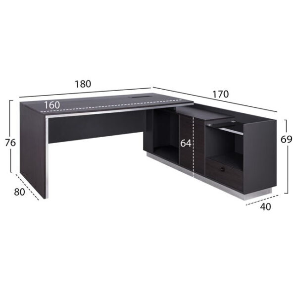 ΓΡΑΦΕΙΟ ΕΠΑΓΓΕΛΜΑΤΙΚΟ ΔΕΞΙΑ ΓΩΝΙΑ ROSEWOOD HM2086R 180X170X76Υ εκ. - Image 2