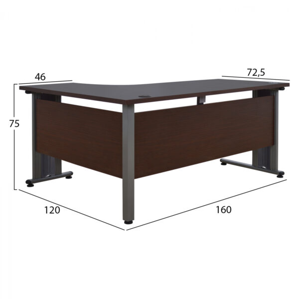 ΓΡΑΦΕΙΟ ΕΠΑΓΓΕΛΜΑΤΙΚΟ VALDEN HM2043.02R WENGE ΜΕ ΔΕΞΙΑ ΓΩΝΙΑ 160X120X75 - Image 2