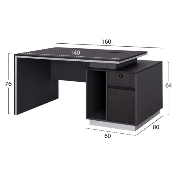 ΓΡΑΦΕΙΟ ΕΠΑΓΓΕΛΜΑΤΙΚΟ ΜΕ ΔΕΞΙΟ ΝΤΟΥΛΑΠΙ ROSEWOOD HM2087R 160X80X76Υ εκ. - Image 2