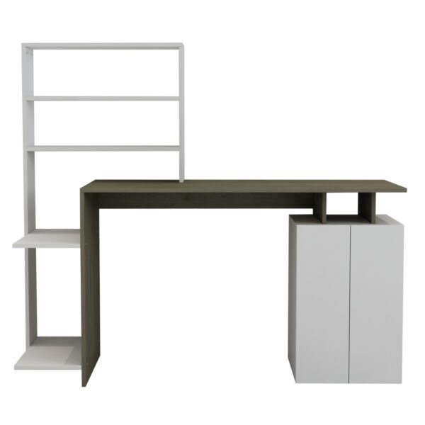 ΓΡΑΦΕΙΟ ΜΕ ΒΙΒΛΙΟΘΗΚΗ ROCHELL ΜΕΛΑΜΙΝΗ OLIVE GREY ΛΕΥΚΟ 146,3x55x128,8Υεκ.HM8886.11 - Image 3