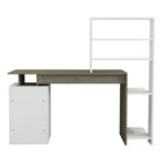 ΓΡΑΦΕΙΟ ΜΕ ΒΙΒΛΙΟΘΗΚΗ ROCHELL ΜΕΛΑΜΙΝΗ OLIVE GREY ΛΕΥΚΟ 146,3x55x128,8Υεκ.HM8886.11 - Image 5