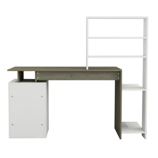 ΓΡΑΦΕΙΟ ΜΕ ΒΙΒΛΙΟΘΗΚΗ ROCHELL ΜΕΛΑΜΙΝΗ OLIVE GREY ΛΕΥΚΟ 146,3x55x128,8Υεκ.HM8886.11 - Image 5