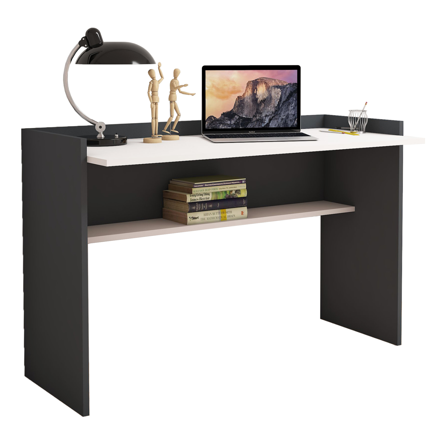 HM9227.13 ΓΡΑΦΕΙΟ ΜΕΛΑΜΙΝΗΣ ΓΚΡΙ ΛΕΥΚΟ HM9227.13 118x58x80Υεκ. - Image 1
