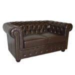 ΚΑΝΑΠΕΣ 2ΘΕΣΙΟΣ T.CHESTERFIELD HM3010.01 ΤΕΧΝΟΔΕΡΜΑ ΣΚΟΥΡΟ ΚΑΦΕ 155x90x73 εκ.