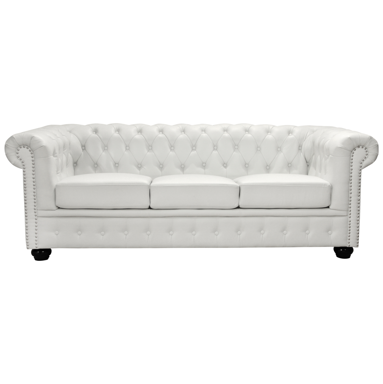 HM3009.02 ΚΑΝΑΠΕΣ 3ΘΕΣΙΟΣ T.CHESTERFIELD HM3009.02 ΤΕΧΝΟΔΕΡΜΑ ΛΕΥΚΟ ΜΑΤ 208x90x73 εκ. - Image 1
