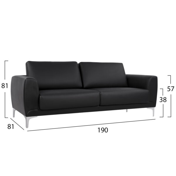 ΚΑΝΑΠΕΣ 3ΘΕΣΙΟΣ KENZIE HM3121.31 ΜΕ ΜΑΥΡΟ PU 190x81x81 εκ. - Image 2
