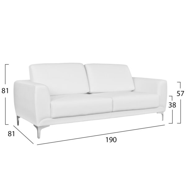 ΚΑΝΑΠΕΣ 3ΘΕΣΙΟΣ KENZIE HM3121.32 ΜΕ ΛΕΥΚΟ PU 190x81x81 εκ. - Image 2