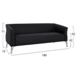 ΚΑΝΑΠΕΣ 3ΘΕΣΙΟΣ KIANA HM3122.31 ΜΕ ΜΑΥΡΟ PU 180x75x71 εκ. - Image 2