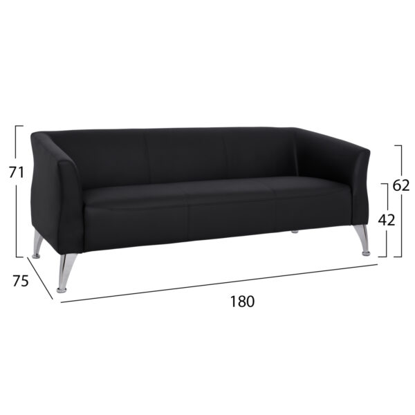 ΚΑΝΑΠΕΣ 3ΘΕΣΙΟΣ KIANA HM3122.31 ΜΕ ΜΑΥΡΟ PU 180x75x71 εκ. - Image 2