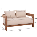 ΚΑΝΑΠΕΣ ΔΙΘΕΣΙΟΣ ΣΕΙΡΑ KIOTO HM6381 ΞΥΛΟ TEAK ΦΥΣΙΚΟ-ΜΠΕΖ ΜΑΞΙΛΑΡΙΑ 140x77x72Υεκ. - Image 2