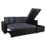 ΚΑΝΑΠΕΣ ΓΩΝΙΑ ΚΡΕΒΑΤΙ WAYNE 220x146x86Υεκ.HM3028.01 ΓΚΡΙ ΜΕ ΜΑΥΡΟ PU - Image 2