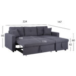 ΚΑΝΑΠΕΣ ΓΩΝΙΑ ΚΡΕΒΑΤΙ WAYNE 224x147x85Υεκ. HM3028.11 ΓΚΡΙ ΥΦΑΣΜΑ - Image 3