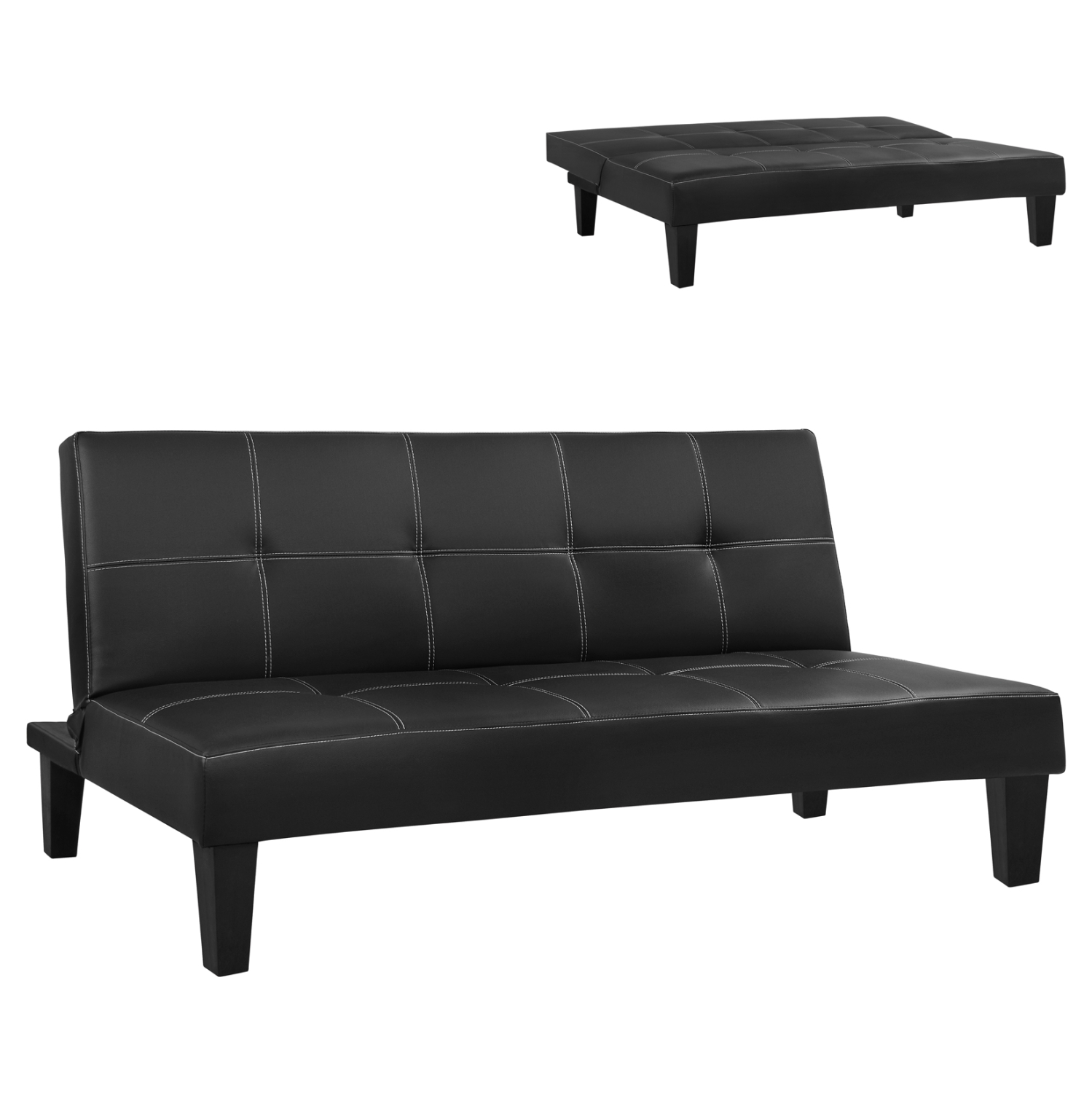 HM3002.02 ΚΑΝΑΠΕΣ ΚΡΕΒΑΤΙ 3Θ HM3002.02 ΜΑΥΡΟΣ PU ΜΕ ΓΑΖΙΑ 186x90x82 - Image 1