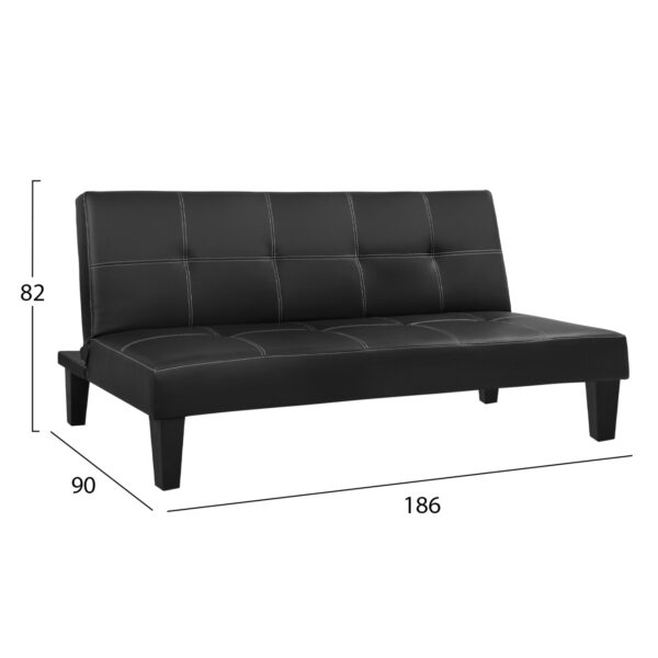 ΚΑΝΑΠΕΣ ΚΡΕΒΑΤΙ 3Θ HM3002.02 ΜΑΥΡΟΣ PU ΜΕ ΓΑΖΙΑ 186x90x82 - Image 2