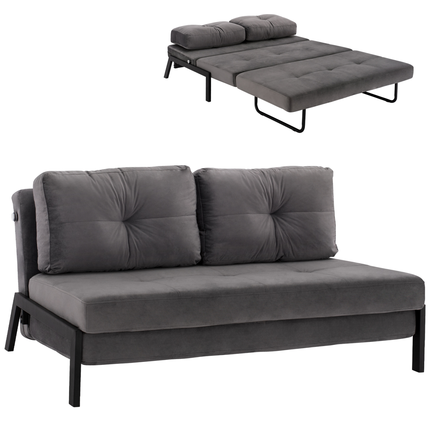 HM3079.11 ΚΑΝΑΠΕΣ ΚΡΕΒΑΤΙ ΒΕΛΟΥΔΟ ΓΚΡΙ 2½ ΘΕΣΙΟΣ HM3079.11 151x92x66Υ εκ. - Image 1
