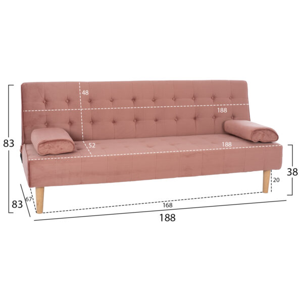 ΚΑΝΑΠΕΣ ΚΡΕΒΑΤΙ WANDA HM3149.12 ΜΕ ΒΕΛΟΥΔΟ ΣΑΠΙΟ ΜΗΛΟ 188X83X83Y εκ. - Image 2
