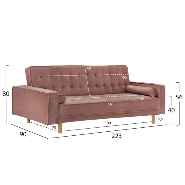 ΚΑΝΑΠΕΣ ΚΡΕΒΑΤΙ SALVADOR HM3150.12 ΒΕΛΟΥΔΟ ΣΑΠΙΟ ΜΗΛΟ  223X90X80Y εκ. - Image 2