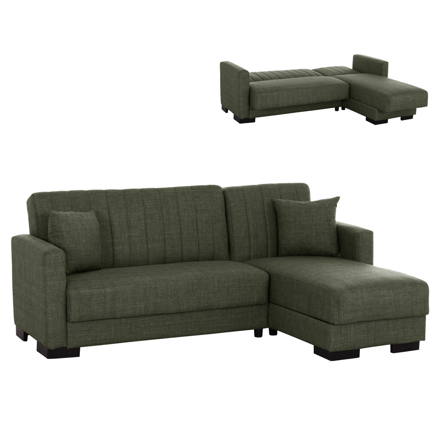 HM3244.05 ΚΑΝΑΠΕΣ ΚΡΕΒΑΤΙ GHUFRAN ΓΩΝΙΑ ΑΝΑΣΤΡΕΨΙΜΗ DARK OLIVE ΜΕ ΑΠΟΘΗΚΕΤΙΚΟ ΧΩΡΟ HM3244.05 202x140x78Yεκ. - Image 1