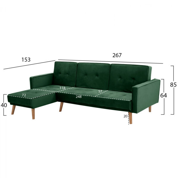 ΚΑΝΑΠΕΣ ΚΡΕΒΑΤΙ ΓΩΝΙΑ ΑΝΑΣΤΡΕΨΙΜΗ TALIA HM3153.03 ΒΕΛΟΥΔΟ ΚΥΠΑΡΙΣΣΙ 267x153x85 εκ. - Image 3