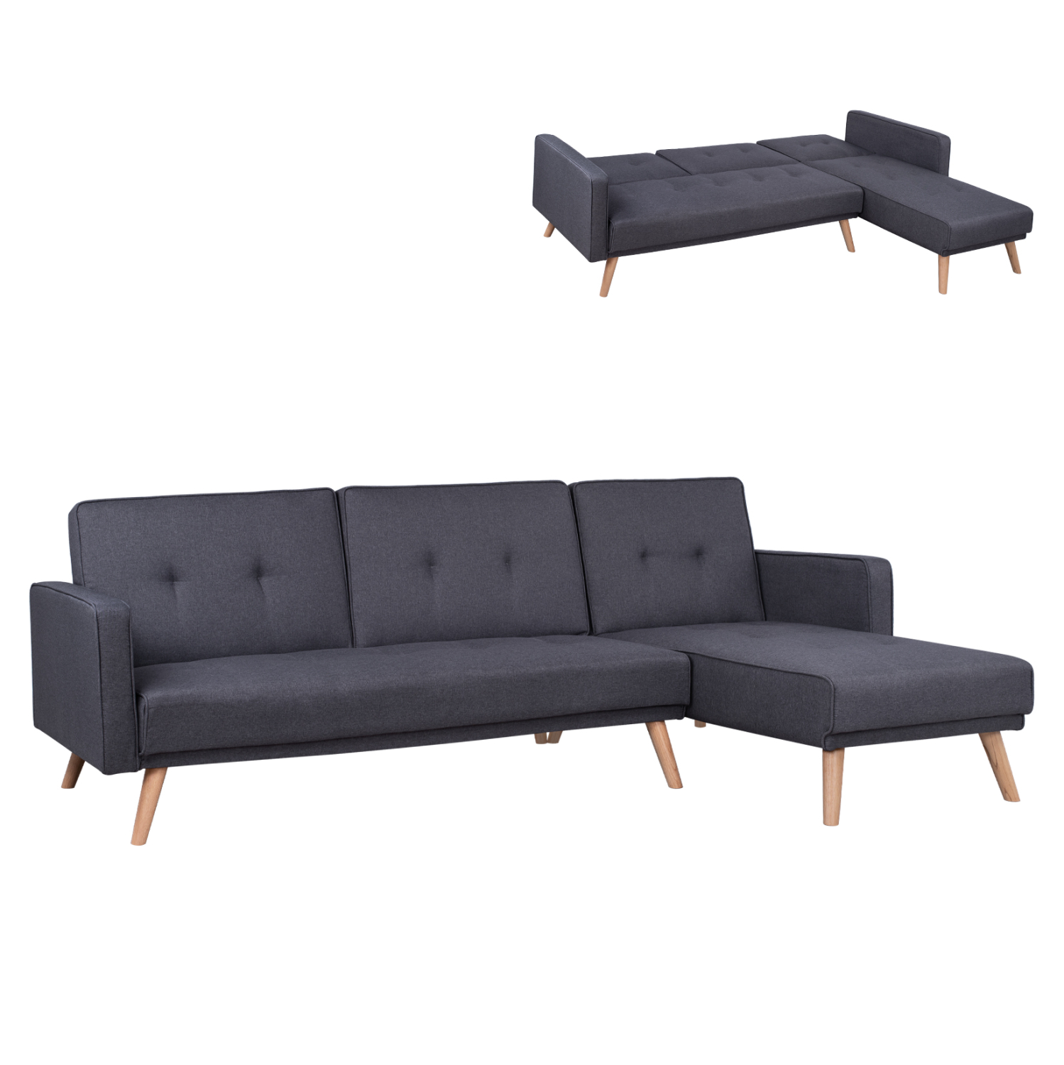 HM3153 ΚΑΝΑΠΕΣ ΚΡΕΒΑΤΙ ΓΩΝΙΑ ΑΝΑΣΤΡΕΨΙΜΗ TALIA HM3153 ΜΕ ΓΚΡΙ ΥΦΑΣΜΑ 269X152X87Y εκ. - Image 1