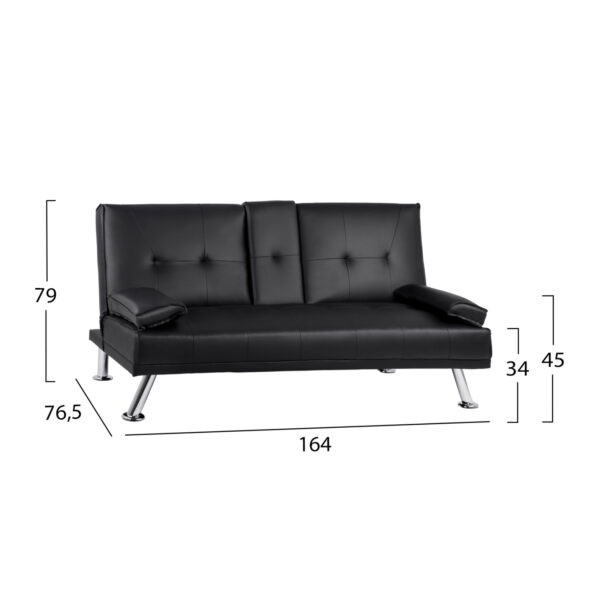 ΚΑΝΑΠΕΣ ΚΡΕΒΑΤΙ BENIN ΜΕ ΜΑΥΡΟ PU 165x76,5x79 εκ ΚΑΙ ΠΤΥΣΣΟΜΕΝΟ ΜΠΡΑΤΣΟ HM3157.01 - Image 2