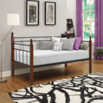 ΚΑΝΑΠΕΣ ΚΡΕΒΑΤΙ ΜΕ ΣΤΡΩΜΑ REVEN HM10755 ΜΕΤΑΛΛΟ & RUBBERWOOD ΣΕ DIRTY OAK--ΣΤΡΩΜΑ 90Χ190εκ - Image 2
