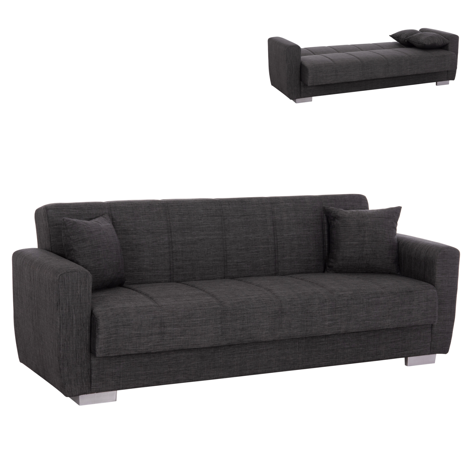 HM3240.03 ΚΑΝΑΠΕΣ ΚΡΕΒΑΤΙ POLYA ΤΡΙΘΕΣΙΟΣ HM3240.03 ΓΚΡΙ 215x85x76Υ εκ. - Image 1