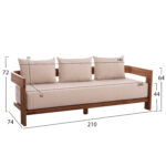 ΚΑΝΑΠΕΣ ΤΡΙΘΕΣΙΟΣ ΣΕΙΡΑ KIOTO HM6382 ΞΥΛΟ TEAK ΦΥΣΙΚΟ-ΜΠΕΖ ΜΑΞΙΛΑΡΙΑ 210x74x72Υεκ. - Image 2