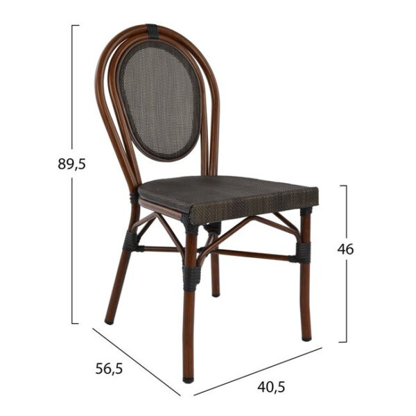 ΚΑΡΕΚΛΑ ΑΛΟΥΜΙΝΙΟΥ KASON BAMBOO LOOK ΚΑΦΕ ΜΕ TEXTLINE 40,5x56,5x89,5 εκ. HM5026 - Image 2