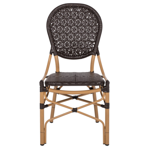 ΚΑΡΕΚΛΑ ΑΛΟΥΜΙΝΙΟΥ BAMBOO LOOK ΜΕ ΚΑΦΕ PE RATTAN HM5925.01 47x58x95Yεκ. - Image 3