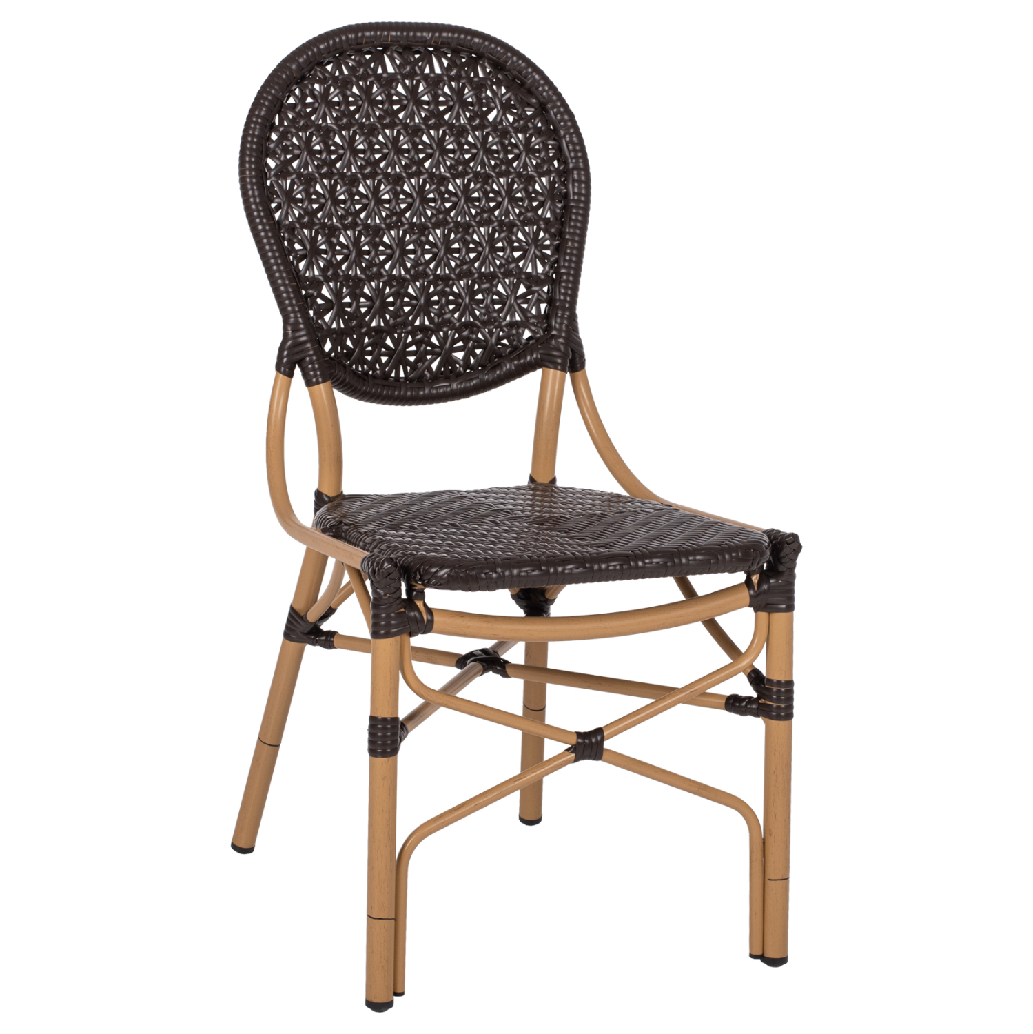 HM5925.01 ΚΑΡΕΚΛΑ ΑΛΟΥΜΙΝΙΟΥ BAMBOO LOOK ΜΕ ΚΑΦΕ PE RATTAN HM5925.01 47x58x95Yεκ. - Image 1