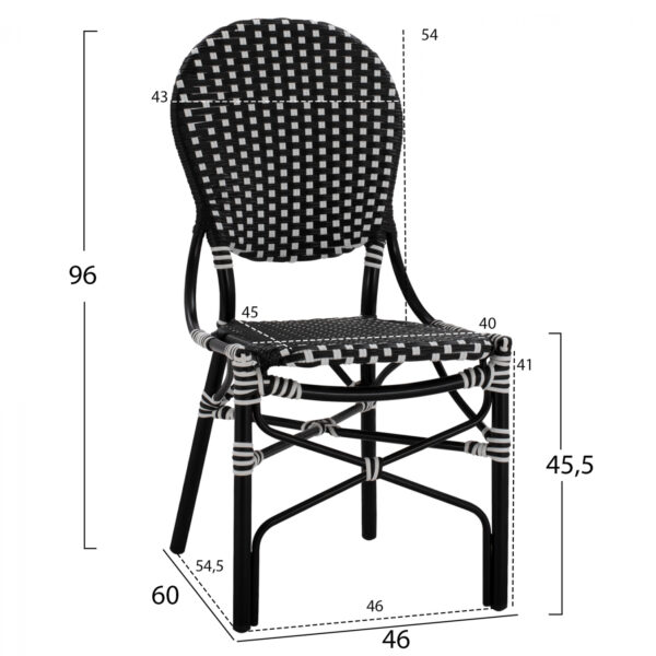 ΚΑΡΕΚΛΑ ΑΛΟΥΜΙΝΙΟΥ BAMBOO LOOK ΜΕ WICKER ΜΑΥΡΟ ΛΕΥΚΟ HM5792.02 46x60x96 εκ. - Image 2