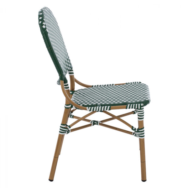 ΚΑΡΕΚΛΑ ΑΛΟΥΜΙΝΙΟΥ BAMBOO LOOK ΜΕ WICKER ΠΡΑΣΙΝΟ ΛΕΥΚΟ HM5792.01 47x55x98 εκ. - Image 4