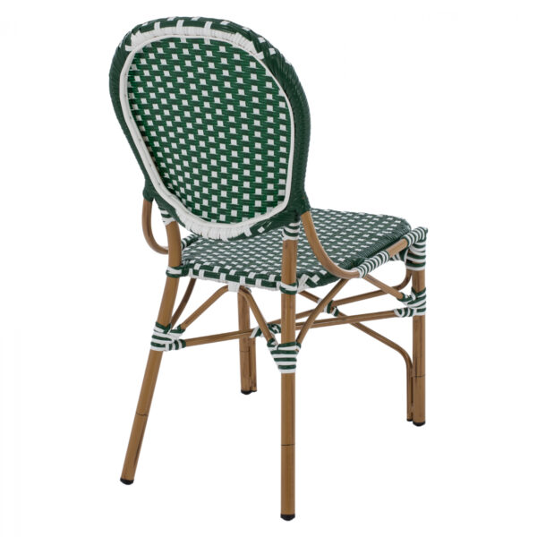 ΚΑΡΕΚΛΑ ΑΛΟΥΜΙΝΙΟΥ BAMBOO LOOK ΜΕ WICKER ΠΡΑΣΙΝΟ ΛΕΥΚΟ HM5792.01 47x55x98 εκ. - Image 5