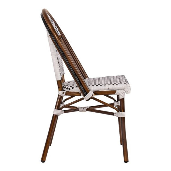 ΚΑΡΕΚΛΑ BISTRO ΑΛΟΥΜΙΝΙΟΥ BAMBOO LOOK ΜΕ ΛΕΥΚΟ-ΜΑΥΡΟ RATTAN HM5566.01 45x54x90Υεκ. - Image 4
