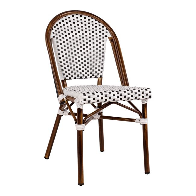 HM5566.01 ΚΑΡΕΚΛΑ BISTRO ΑΛΟΥΜΙΝΙΟΥ BAMBOO LOOK ΜΕ ΛΕΥΚΟ-ΜΑΥΡΟ RATTAN HM5566.01 45x54x90Υεκ. - Image 1